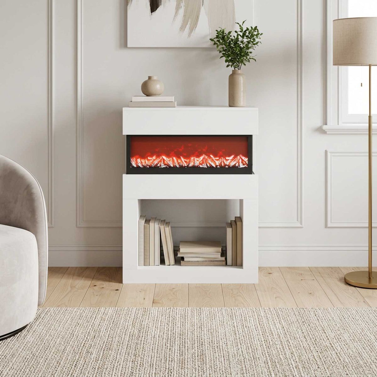 vidaXL Electric Fireplace White 64 x 30 x 87 cm Engineered wood