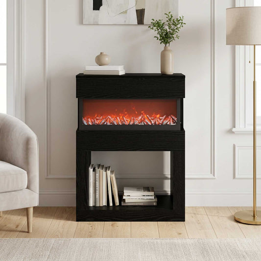 vidaXL Electric Fireplace Black Oak 64 x 30 x 87 cm Engineered wood