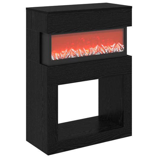 vidaXL Electric Fireplace Black Oak 64 x 30 x 87 cm Engineered wood
