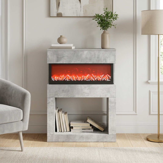 vidaXL Electric Fireplace Concrete 64 x 30 x 87 cm Engineered wood
