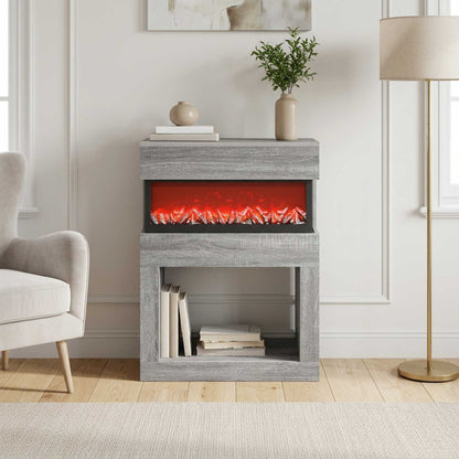 vidaXL Electric Fireplace Grey Sonoma 64 x 30 x 87 cm Engineered wood