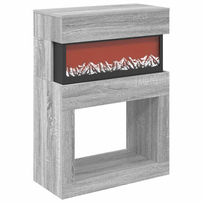 vidaXL Electric Fireplace Grey Sonoma 64 x 30 x 87 cm Engineered wood