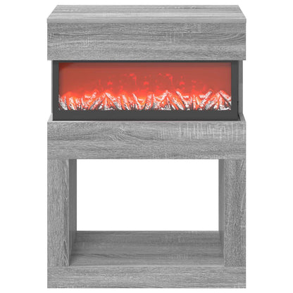 vidaXL Electric Fireplace Grey Sonoma 64 x 30 x 87 cm Engineered wood