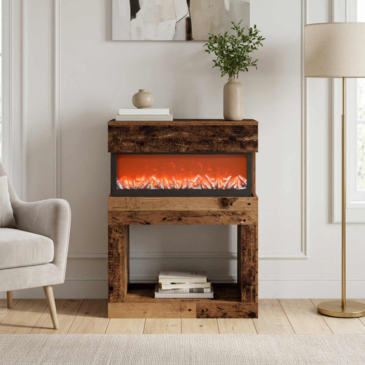 vidaXL Electric Fireplace Old Wood 64 x 30 x 87 cm Engineered wood