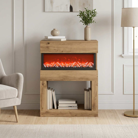 vidaXL Electric Fireplace Artisan Oak 64 x 30 x 87 cm Engineered wood