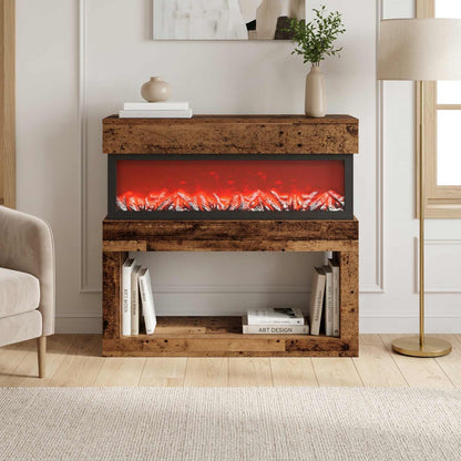 vidaXL Electric Fireplace Old Wood 102 x 30 x 94 cm Engineered wood