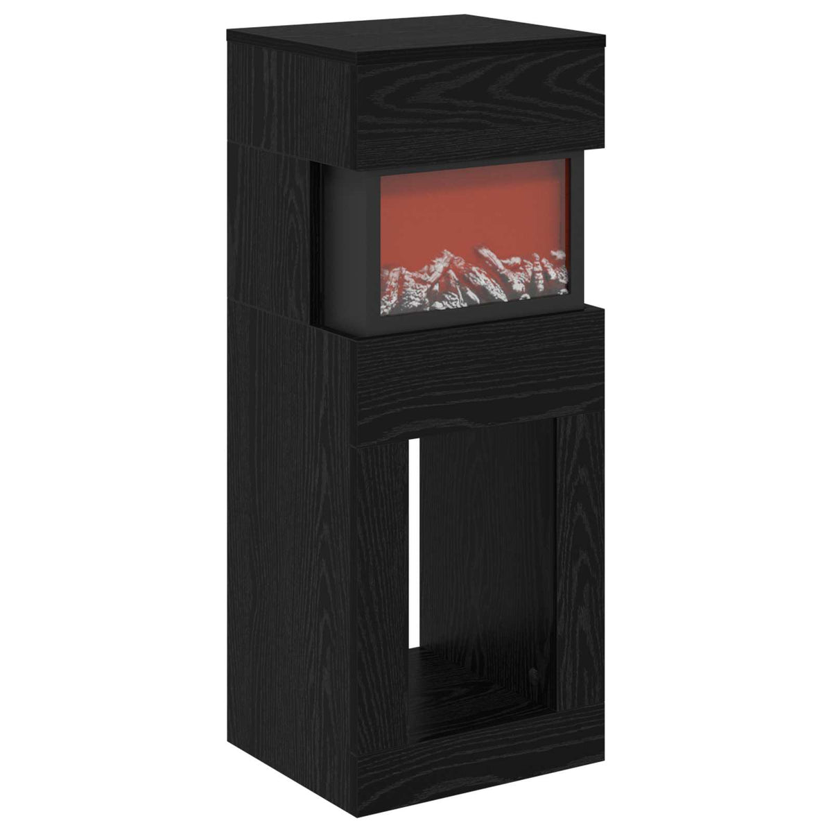 vidaXL Electric Fireplace Black Oak 35 x 30 x 86 cm Engineered wood