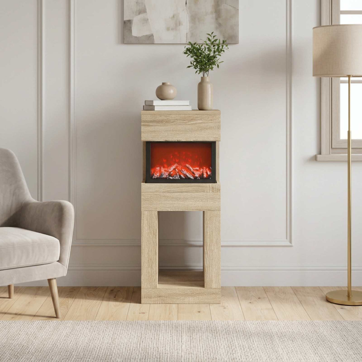 vidaXL Electric Fireplace Sonoma 35 x 30 x 86 cm Engineered wood