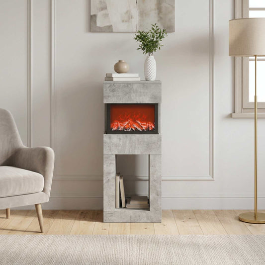 vidaXL Electric Fireplace Concrete 35 x 30 x 86 cm Engineered wood