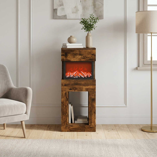 vidaXL Electric Fireplace Smoked Oak 35 x 30 x 86 cm Engineered wood