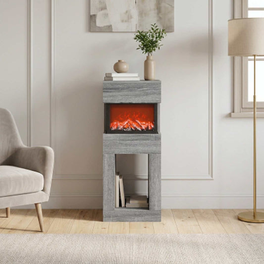 vidaXL Electric Fireplace Grey Sonoma 35 x 30 x 86 cm Engineered wood