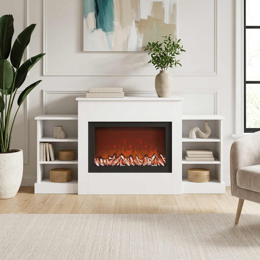 vidaXL Electric Fireplace White 140 x 30 x 67 cm Engineered wood