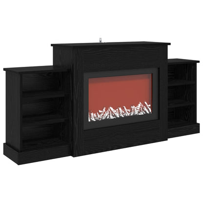 vidaXL Electric Fireplace Black Oak 140 x 30 x 67 cm Engineered wood