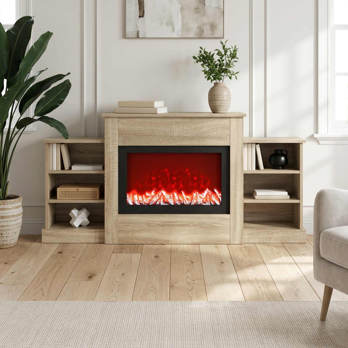 vidaXL Electric Fireplace Sonoma 140 x 30 x 67 cm Engineered wood