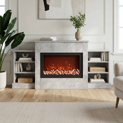 vidaXL Electric Fireplace Concrete 140 x 30 x 67 cm Engineered wood