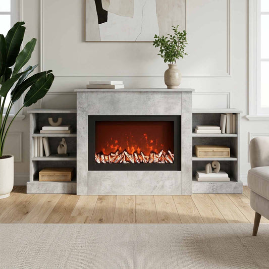vidaXL Electric Fireplace Concrete 140 x 30 x 67 cm Engineered wood