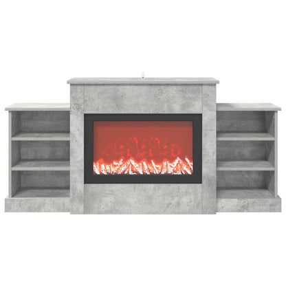 vidaXL Electric Fireplace Concrete 140 x 30 x 67 cm Engineered wood