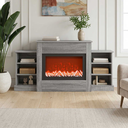 vidaXL Electric Fireplace Grey Sonoma 140 x 30 x 67 cm Engineered wood