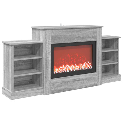 vidaXL Electric Fireplace Grey Sonoma 140 x 30 x 67 cm Engineered wood