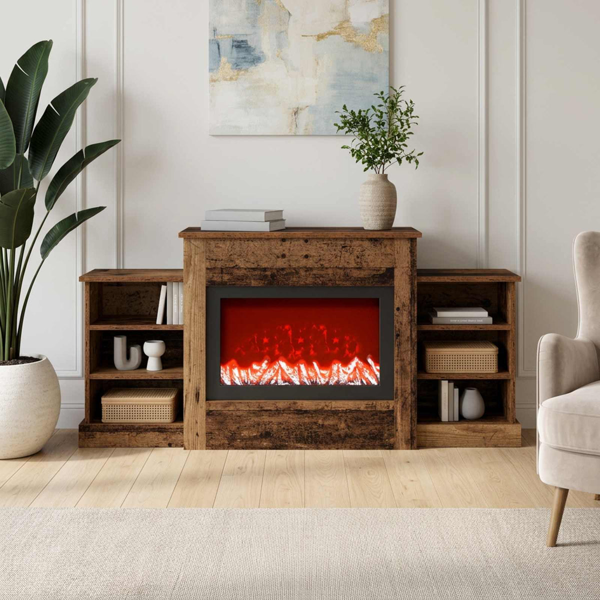 vidaXL Electric Fireplace Old Wood 140 x 30 x 67 cm Engineered wood