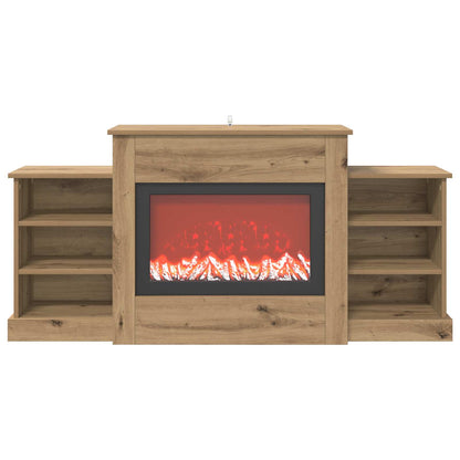 vidaXL Electric Fireplace Artisan Oak 140 x 30 x 67 cm Engineered wood