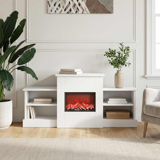 vidaXL Electric Fireplace White 110 x 30 x 50 cm Engineered wood