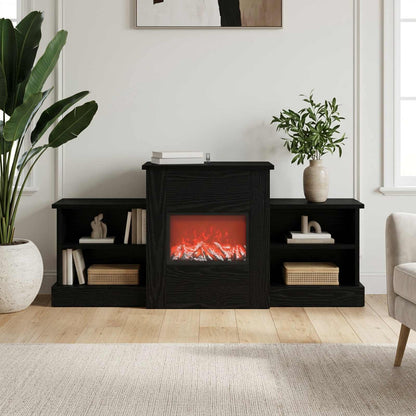 vidaXL Electric Fireplace Black Oak 110 x 30 x 50 cm Engineered wood