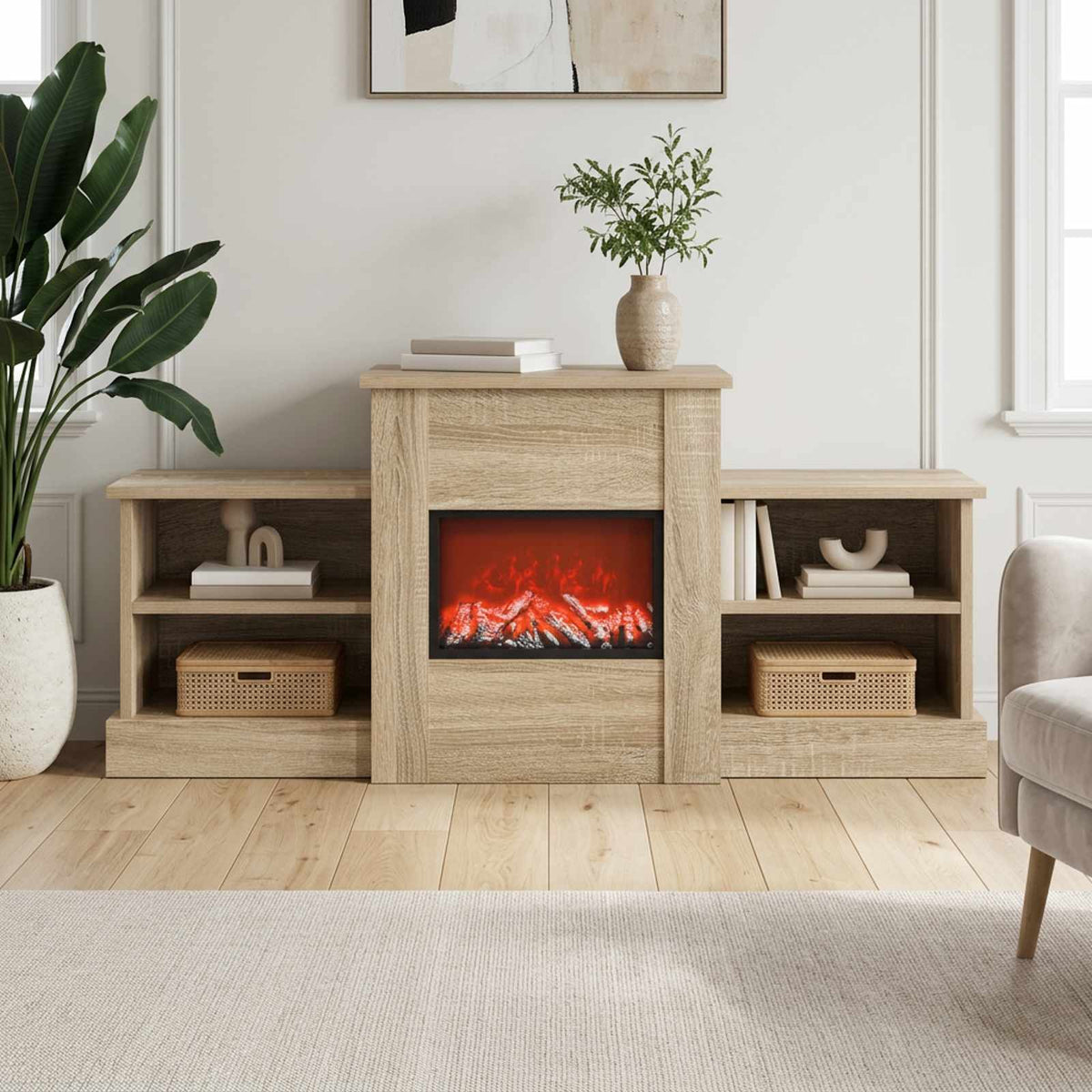 vidaXL Electric Fireplace Sonoma 110 x 30 x 50 cm Engineered wood