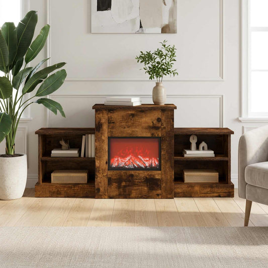 vidaXL Electric Fireplace Smoked Oak 110 x 30 x 50 cm Engineered wood