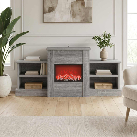vidaXL Electric Fireplace Grey Sonoma 110 x 30 x 50 cm Engineered wood