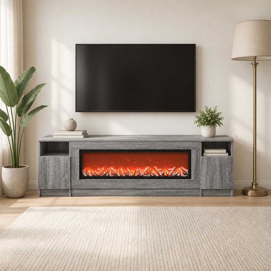 vidaXL Electric Fireplace Grey Sonoma 165 x 28.5 x 47 cm