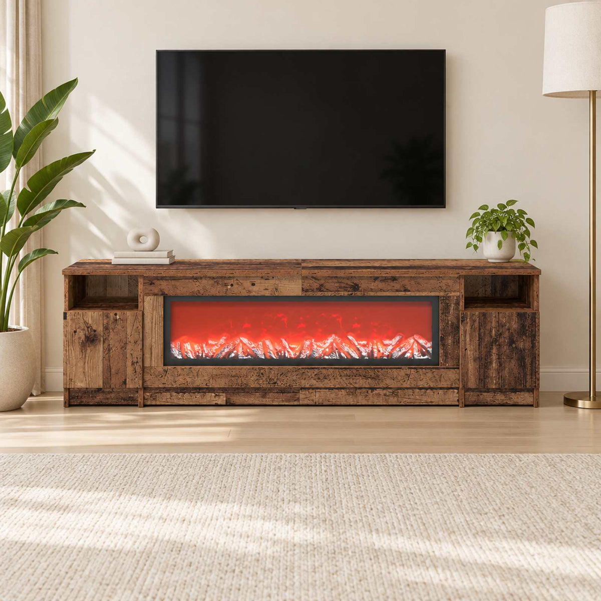 vidaXL Electric Fireplace Old Wood 165 x 28.5 x 47 cm Engineered wood
