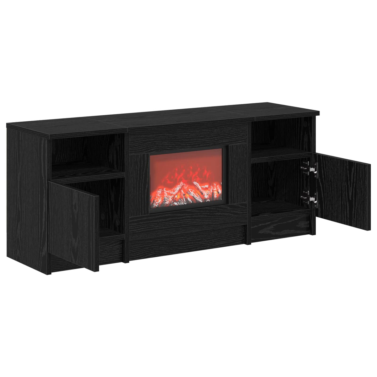 vidaXL Electric Fireplace Black Oak 98 x 28.5 x 40.5 cm