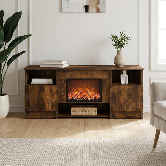 vidaXL Electric Fireplace Smoked Oak 98 x 28.5 x 40.5 cm