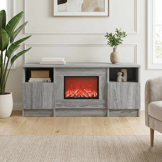 vidaXL Electric Fireplace Grey Sonoma 98 x 28.5 x 40.5 cm
