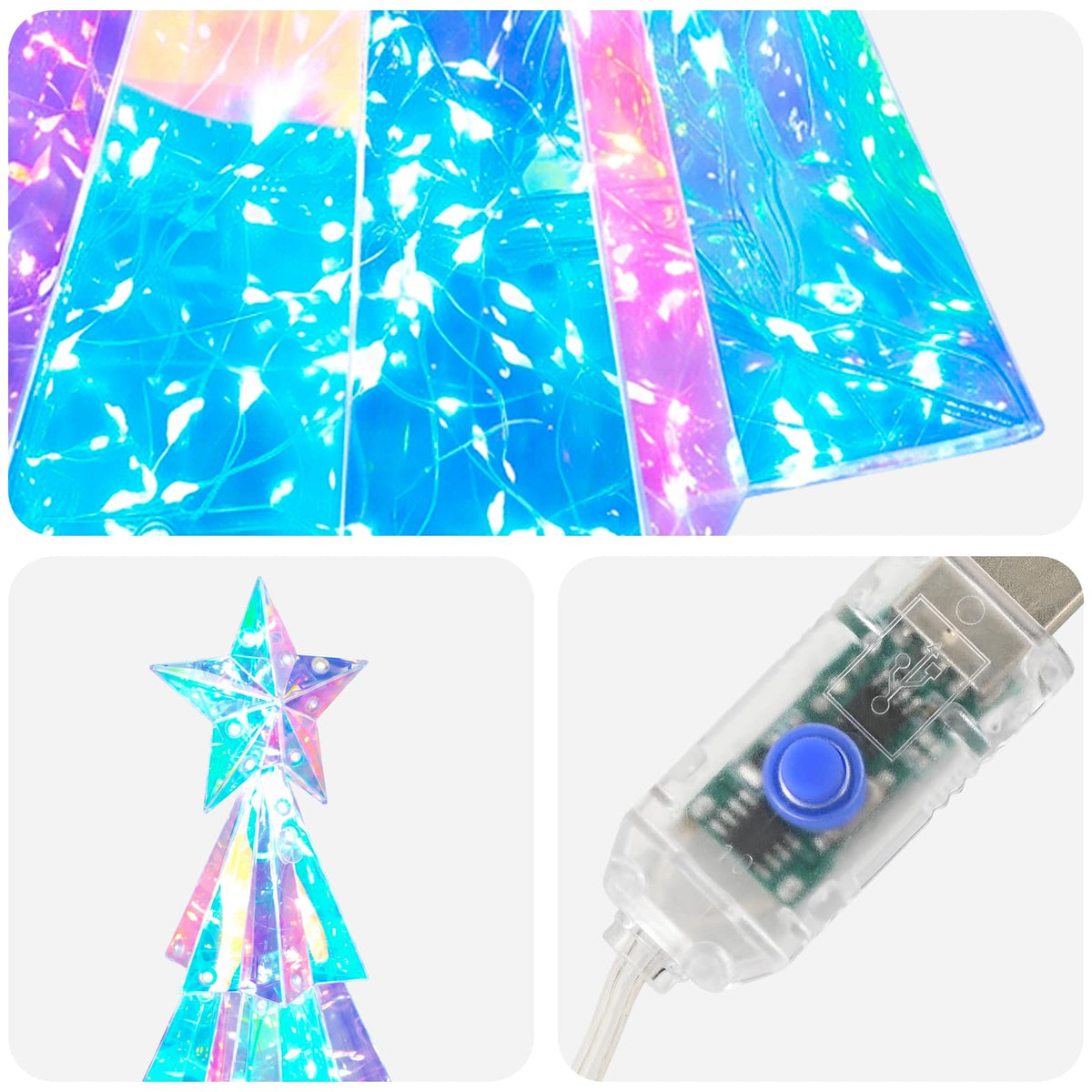 vidaXL Prismatic Iridescent LED Christmas Tree Multicolour