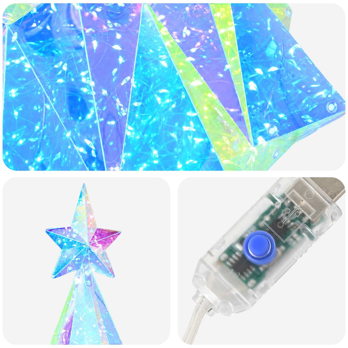 vidaXL Prismatic Iridescent LED Christmas Tree Multicolour