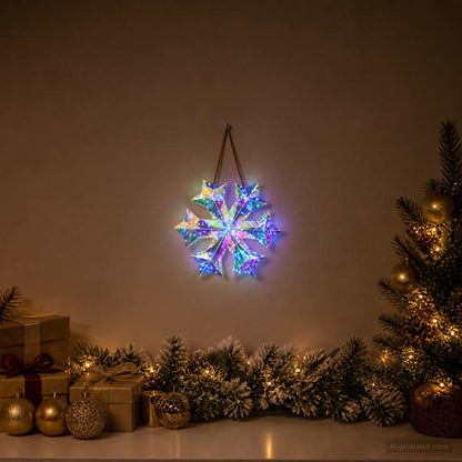 vidaXL Prismatic Iridescent LED Snowflake Multicolour Ø 26 x 25 cm