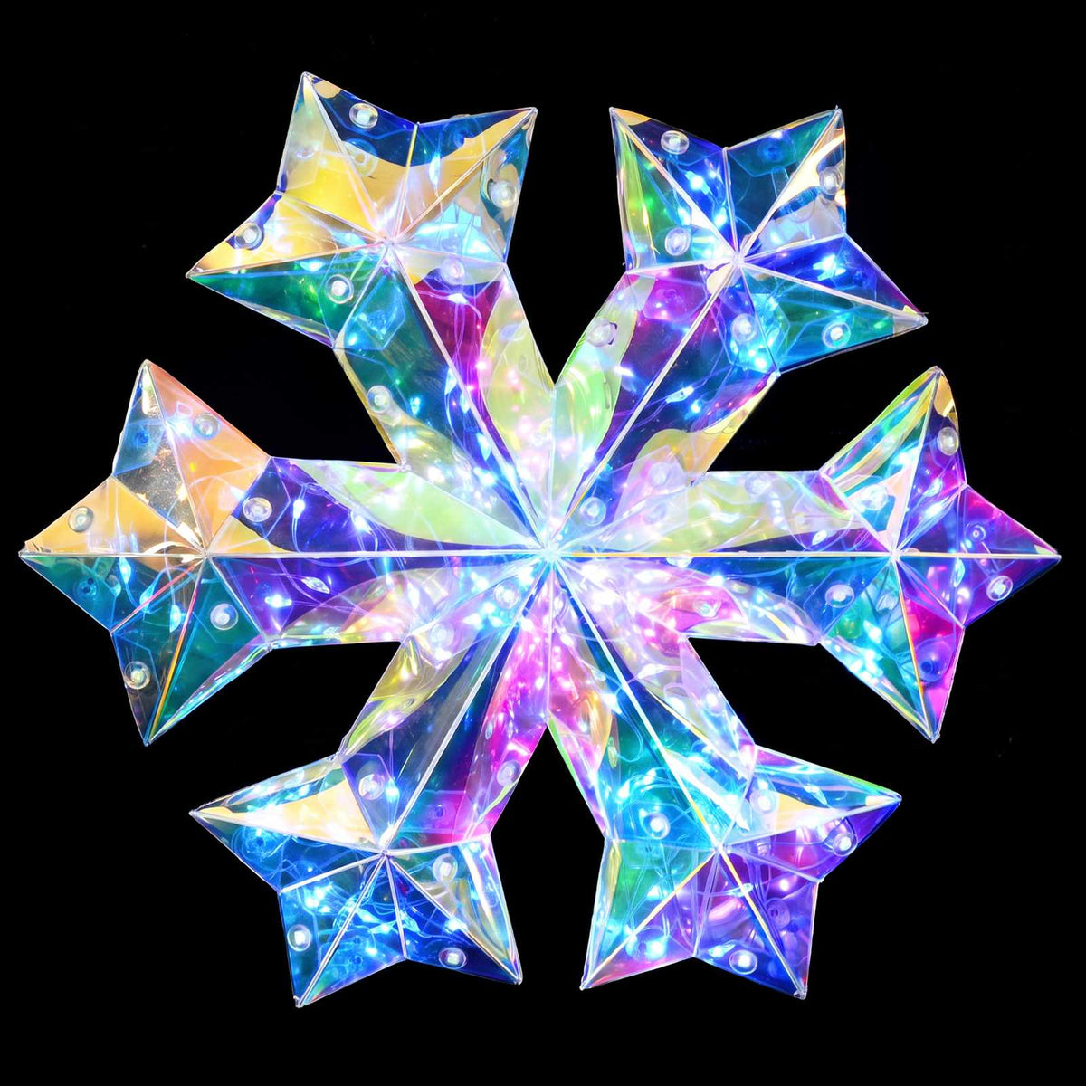 vidaXL Prismatic Iridescent LED Snowflake Multicolour Ø 26 x 25 cm