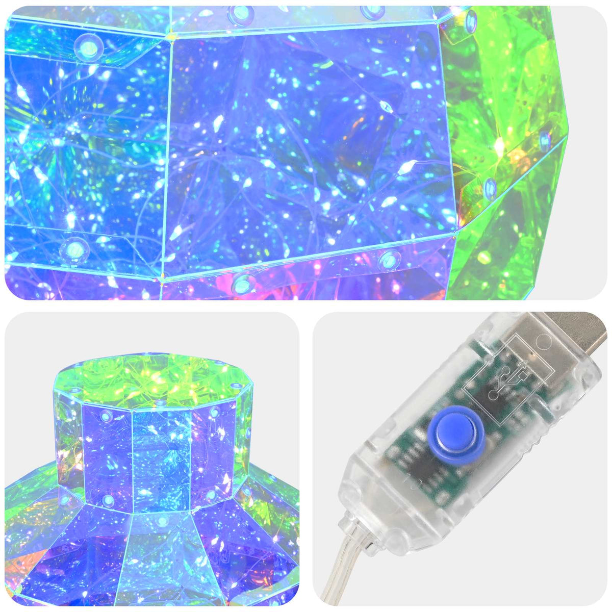 vidaXL Prismatic Iridescent LED Christmas Ball 2 pcs Multicolour