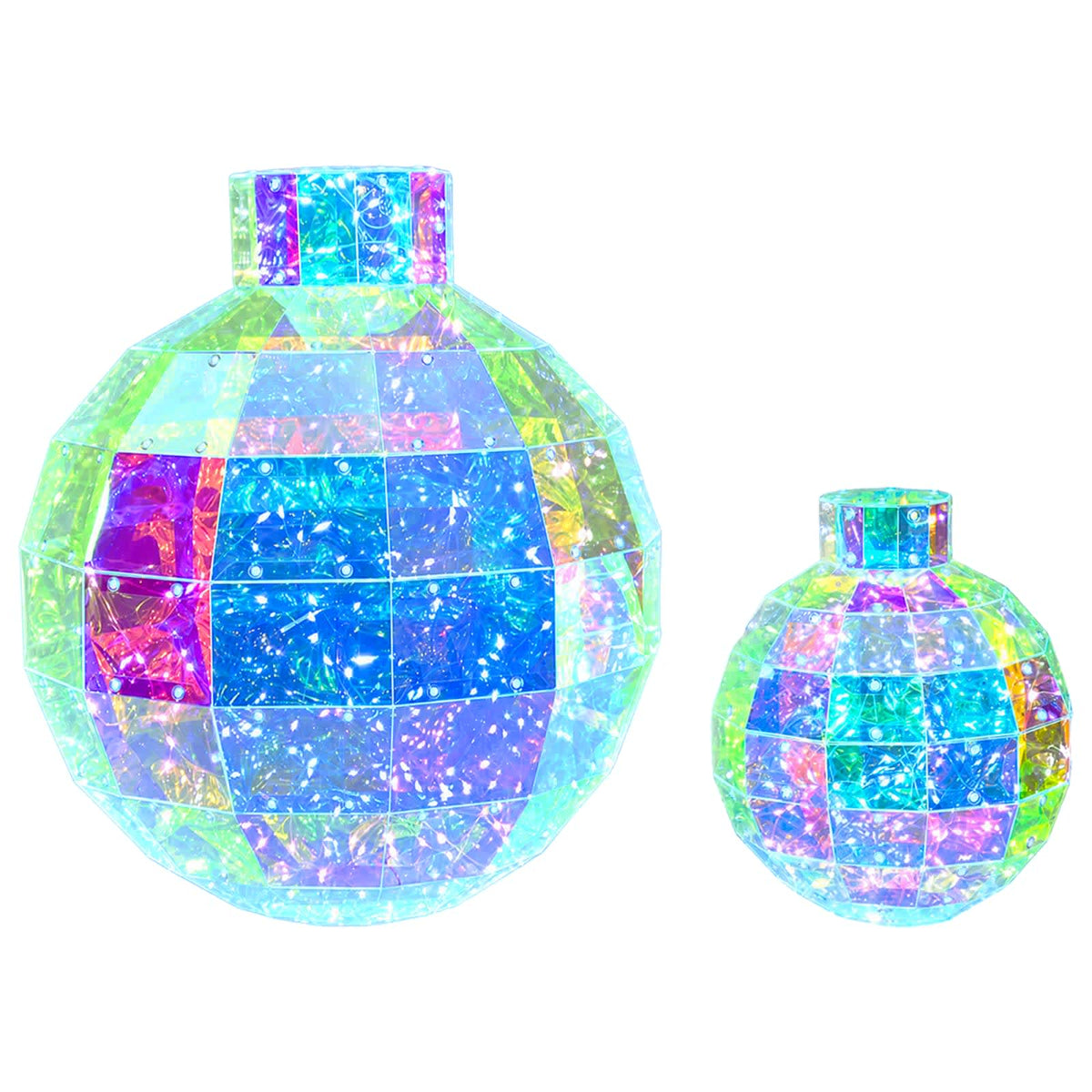 vidaXL Prismatic Iridescent LED Christmas Ball 2 pcs Multicolour