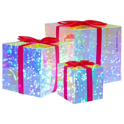 vidaXL Prismatic Iridescent LED Gift Box 3 pcs Multicolour