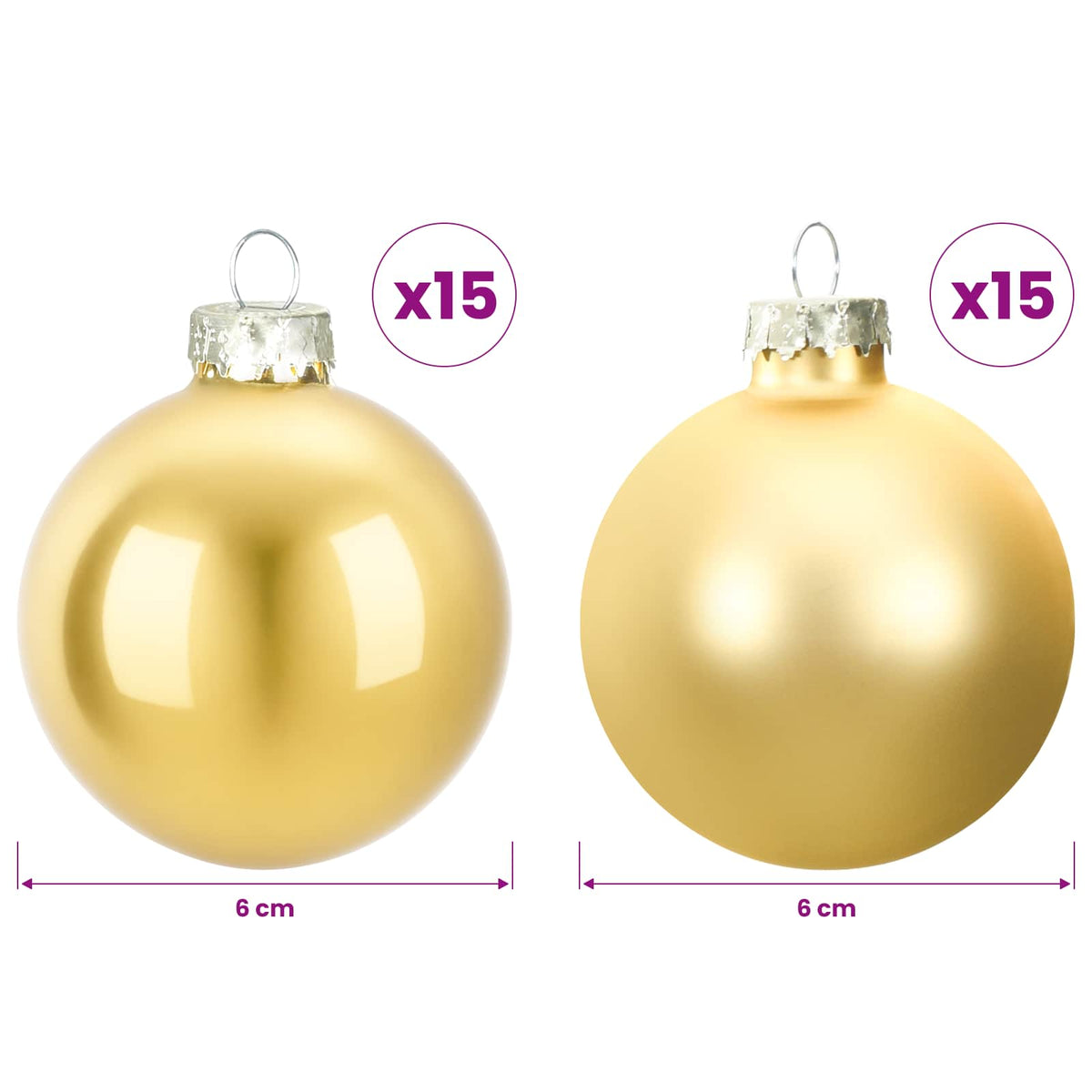 vidaXL Christmas Ball Set 30 pcs Gold 6 cm Polystyrene