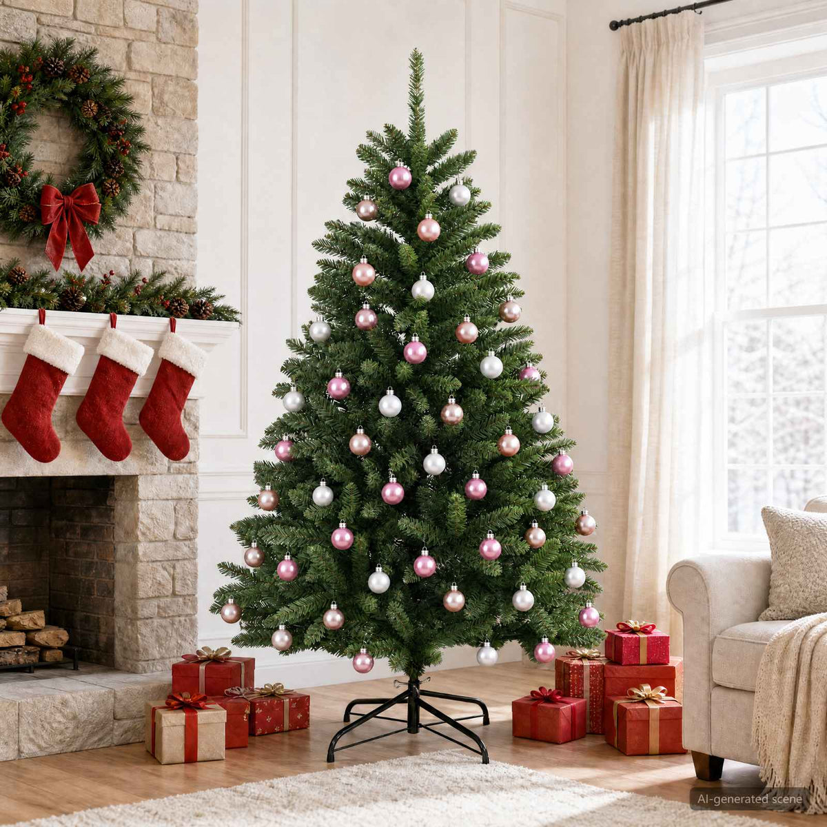 vidaXL Christmas Ball Set 30 pcs Rose and White 6 cm Polystyrene