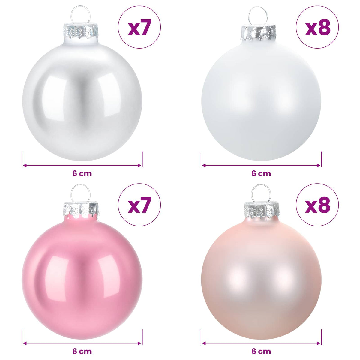 vidaXL Christmas Ball Set 30 pcs Rose and White 6 cm Polystyrene