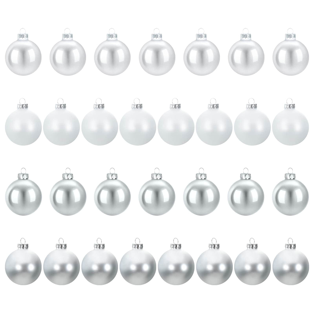 vidaXL Christmas Ball Set 30 pcs Silver and White 6 cm Polystyrene