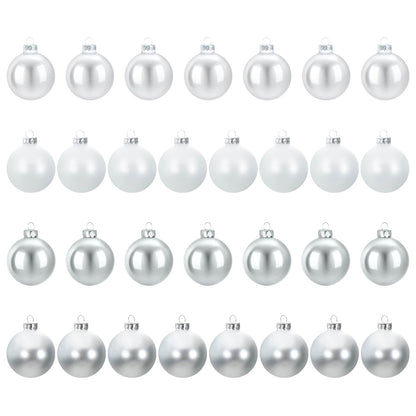 vidaXL Christmas Ball Set 30 pcs Silver and White 6 cm Polystyrene