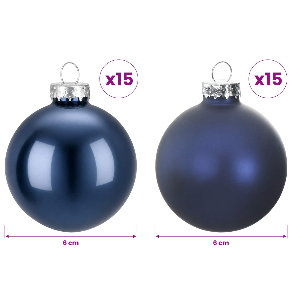 vidaXL Christmas Ball Set 30 pcs Blue 6 cm Polystyrene