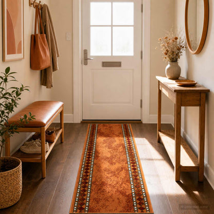 vidaXL Runner Rug FLORNES Woven Orange PP 7 mm