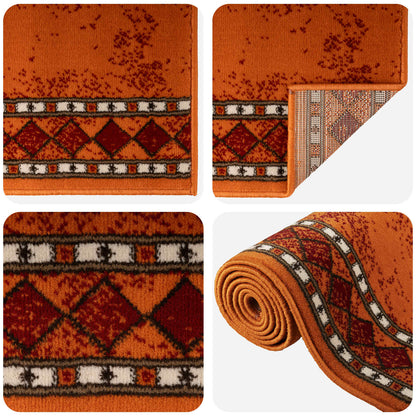 vidaXL Runner Rug FLORNES Woven Orange PP 7 mm